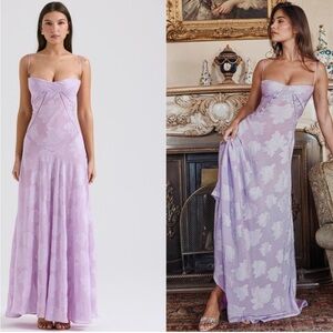 💜House of CB ‘Seren’ Orchid Floral Lace Back Maxi Dress